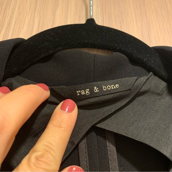 Rag & Bone for Intermix Black Blazer with Leather Sleeves - 8 - Picture 4 of 12